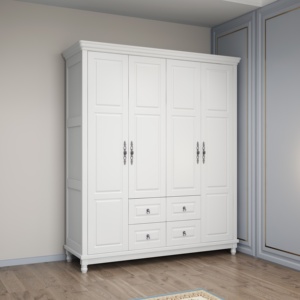 Premium Style Door Wooden <b>Wardrobe</b> with Drawers, <b>Large</b> Capacity Bedroom Storage Closet Cabinet - Product Image 3