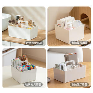 Boîte de rangement de bureau carrée, organisateur portable 4 en 1, rangement de cosmétiques pour chambre à coucher, dortoir, bureau, organisateurs de maquillage - Product Image 5