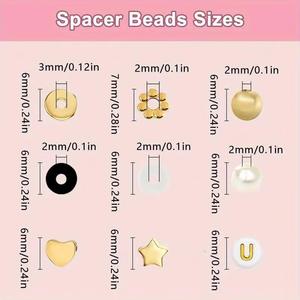 Kit de Accesorios para Joyería DIY, 24 Piezas de Cuentas de Arcilla Polimérica, Blancas, Negras, Doradas, en Forma de Estrella y Perla, para Hacer Pulseras - Product Image 3