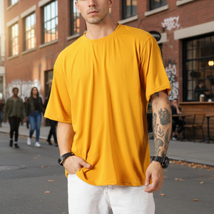 T-shirt unisexe décontracté ample à épaules tombantes imprimé 100 % coton 260 GSM Premium avec logo personnalisé coupe courte et carrée vierge - Product Image 3