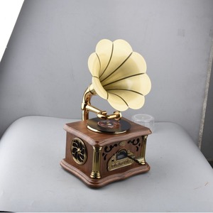 Reproductor de Audio con Carga Exclusiva <span class=keywords><strong>para</strong></span> Transmisión en Vivo, Estilo <span class=keywords><strong>Tocadiscos</strong></span> Retro de Madera, Mini Altavoz con Control Remoto - Product Image 1