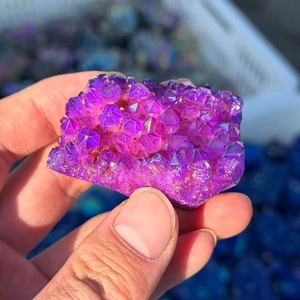 Amas de cristal de quartz Aura d'ange, forme libre, pierre naturelle, revêtement en titane arc-en-ciel pour la guérison et la méditation, vente en gros - Product Image 5