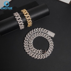 Collar de Plata de Ley S925 con Eslabones Cubanos, Estilo Celebridad, con Incrustaciones de Moissanita, Joyería de Regalo de Moda Urbana Hip Hop Clásica - Product Image 3