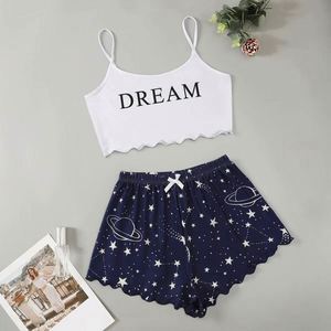Wholesale New Star Dream Casual Satin Top Shorts for Women Plus Size Elastic Waist 2Pcs <b>Pajama</b> <b>Set</b> Sleepwear - Product Image 4