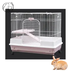 Misam Plastic Foldable Luxury Rabbit Cage With Pull Out Tray And Caster Platform For Rat Ferret Chinchilla Home