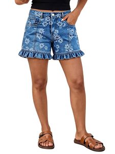 High Demand Summer Wear Women's Denim Shorts Customized Screen Printing Outdoor Beach Wear Ladies Jeans Shorts - Product Image 1