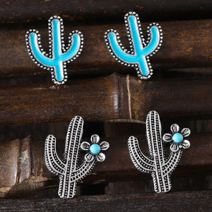 Pendientes de Cactus turquesa Desert Vibes para <span class=keywords><strong>mujer</strong></span> y niña, pendientes de piedra de Cactus bohemios occidentales, venta al por mayor, tachuelas de <span class=keywords><strong>Saguaro</strong></span> Turquesa - Product Image 2