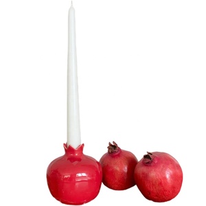 Jarrón Decorativo Multifuncional Personalizado para el Hogar, de Cerámica Roja, Blanca y Turquesa, con Forma de Fruta de Granada, Portavelas Votivas - Product Image 1