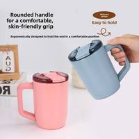 Tazas de Café Portátiles Ecológicas, Taza de Agua de Acero Inoxidable con Logotipo Personalizado Impreso, con Tapa Hermética y Asa para Oficina, Hogar y Escritorio