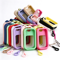 Housse de protection portable en silicone pour flacon pulvérisateur format carte de crédit, support antidérapant pour flacon pulvérisateur avec porte-clés