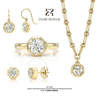Ensemble de bijoux vintage de forme hexagonale 2ct, argent sterling 925, plaqué or 14k, ensemble de bijoux en moissanite VVS pour femmes