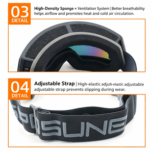 Gafas de Esquí Personalizadas OEM Italianas Antivaho de Doble Capa UV400, Resistentes al Viento y al Agua, Compatibles con OTG, para Deportes de Nieve, con Correa Ajustable - Product Image 6