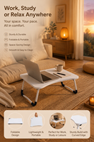 Table de lit pliante portable multifonctionnelle en bois pour petit-déjeuner, avec support pour tablette et ordinateur portable