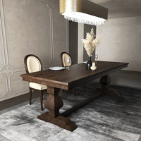 Table à manger en bois de frêne massif de style rétro américain, design antique, 8 places, démontable et assemblable, pour salon et salle à manger