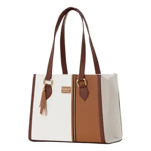 Bolso Tote para Mujer Fana Cora M3852, de Cuero, con Cierre Abierto, Diseño Panelado, para Verano, Invierno y Primavera - Product Image 1