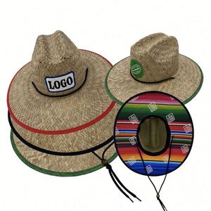 หมวกฟางปานามาสำหรับผู้ชายหมวกกันแดดมีเชือกระบายอากาศโลโก้ออกแบบได้ตามต้องการสำหรับฤดูร้อน - Product Image 1