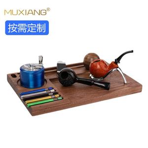 Muxiang Wooden <b>Tobacco</b> Tray 30x20cm Multifunctional Cigar Accessory Rolling Tray With Pipe Holder And <b>Grinder</b> - Product Image 1