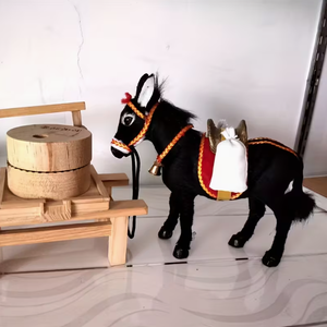 Statuetta Moderna di Asino da Fattoria, Artigianato in Finta Pelliccia Grigio Scuro, Giocattolo Educativo per Bambini, Decorazioni Natalizie - Product Image 5