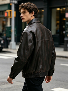 Giacca da uomo in <span class=keywords><strong>pelle</strong></span> PU effetto invecchiato, stile biker, di alta qualità, taglie forti, bestseller - Product Image 2