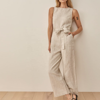 Logo personnalisé nouveau automne vêtements mode bureau dame lâche lin combinaison femmes barboteuses élégant décontracté avec ceinture et poches