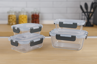 Récipients de Conservation Alimentaire en Verre avec Couvercles, Hermétiques et Anti-Fuite, pour la Préparation des Repas, le Déjeuner et les Restes, Lavables au Lave-Vaisselle