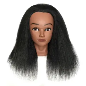 Livraison rapide en gros grande <span class=keywords><strong>tête</strong></span> de mannequin Mannequin de <span class=keywords><strong>tête</strong></span> d'entraînement de barbier avec des cheveux humains 10 cheveux féminins factices cheveux non remy - Product Image 1