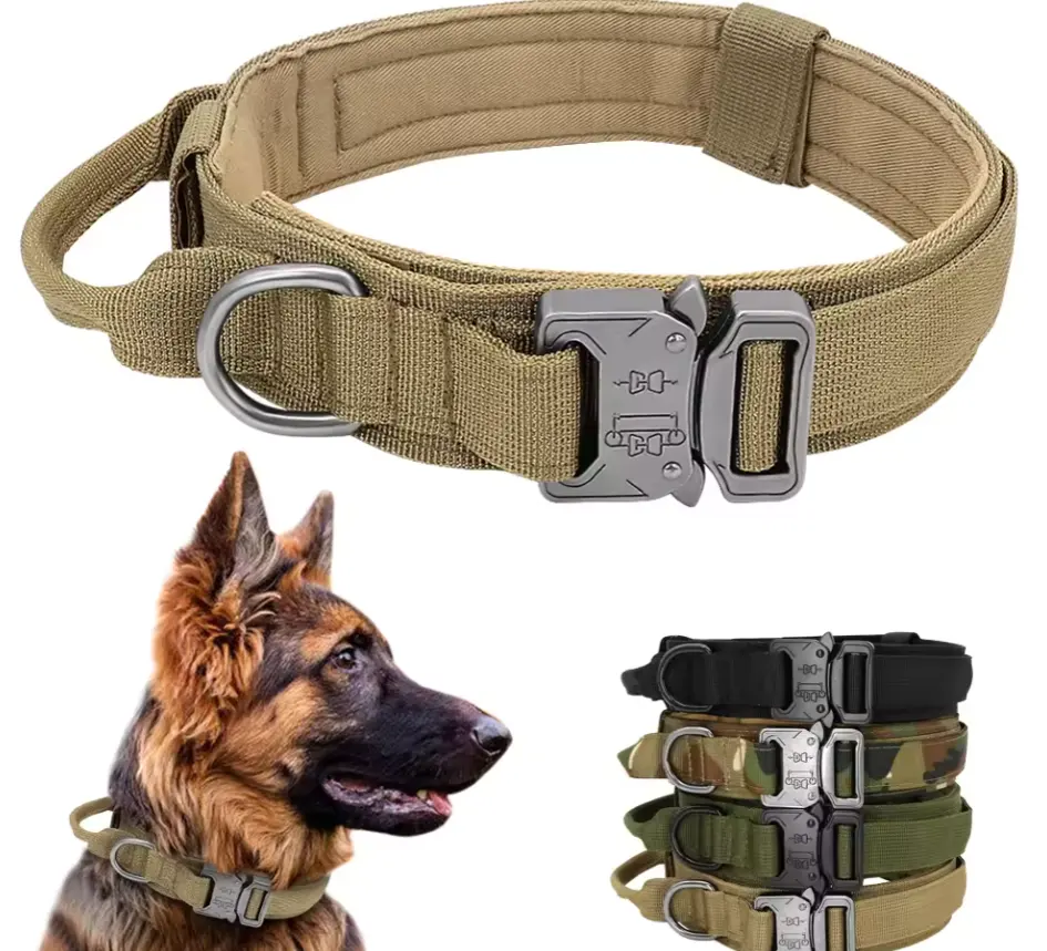 Outdoor Tactical Collar Training Double Layer Wear Resistant Pet Collar Dog Nylon Tactical Collar For Medium Large Hunting Dog