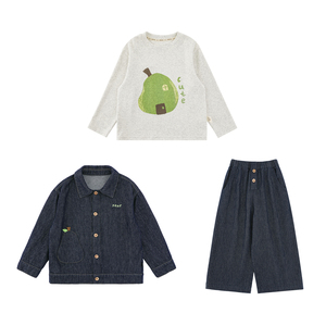 Ensemble de vêtements pour enfants et adolescents YOEHYAUL N6883, 3 pièces, <span class=keywords><strong>chemise</strong></span> à manches longues à imprimé poire, veste <span class=keywords><strong>en</strong></span> <span class=keywords><strong>jean</strong></span>, jeans - Product Image 2