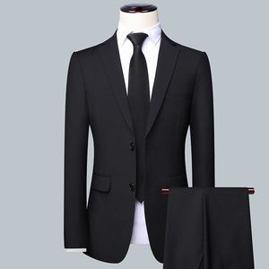 Costume d'affaires homme personnalisable, ensemble deux pièces haut de gamme, coupe ajustée, anti-plis, couleur unie - Product Image 4