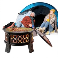 Brasero Fire Beauty 26 pouces 2-en-1 en acier allié |   Écran anti-étincelles portable robuste avec revêtement en poudre et technologie Airflow 360° pour le camping