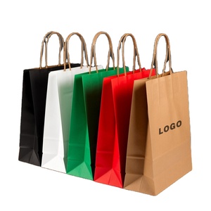 Sacs en papier kraft de couleur unie en gros : personnalisables avec les logos de l'entreprise, écologiques &amp;   Sacs de courses recyclables - Product Image 4