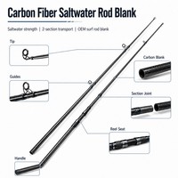 Canne à pêche en fibre de carbone Zeroring OEM pour eau salée, 2 sections, 10 pieds, pour lancer au surf, pour canne personnalisée robuste OEM ODM