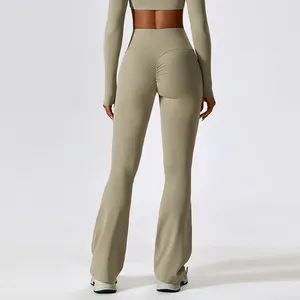 वाइड लेग पैंट बट लिफ्ट योगा फ्लेयर पैंट डांस हाई वेस्टेड कैजुअल स्वेटपैंट महिलाओं के लिए वर्क आउट कपड़े वी आकार फ्लेयर्ड लेगिंग्स