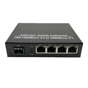 4 cổng Ethernet một SFP cổng sợi chuyển đổi 1000Mbps đen kim loại bìa - Product Image 1