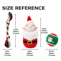 Ensemble de jouets en peluche pour chien de Noël, durable, résistant à la mastication, couineur, balle à nœuds apaisante, jouet d'entretenissement et de dentition pour animaux de compagnie, cadeau de Noël pour chiens