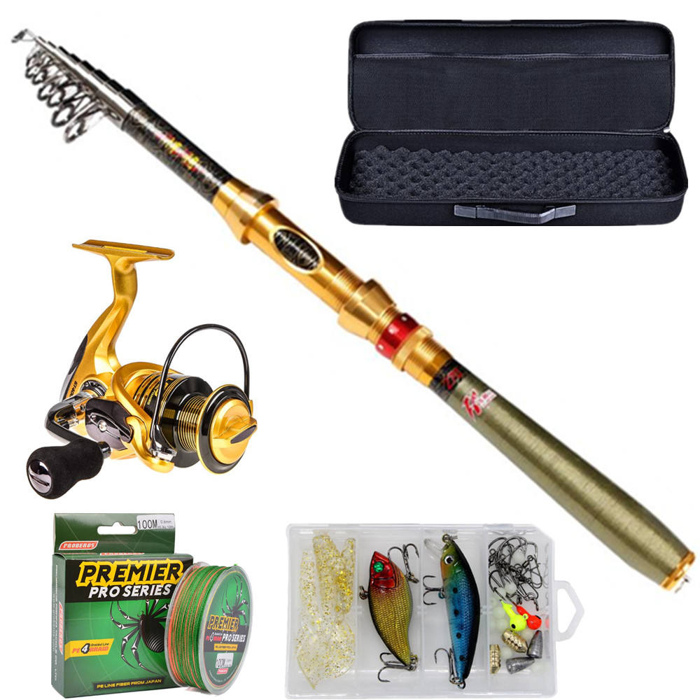 Full Rod Set Complete Spinning Fishing Gear for All Waters