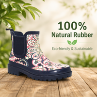 Bottes de pluie Chelsea pour femmes en caoutchouc naturel recyclé, imprimé cachemire, très vendues, pour le jardinage et l'usage quotidien sous la pluie