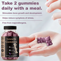 Gummies Oursons de Croissance OEM en Gros, Vitamine D, Saveur Raisin, Végétaliens, Sans Gluten, 60 Unités, Complément Alimentaire