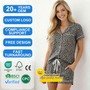 Austin&Bella 	   Set Pigiama <span class=keywords><strong>da</strong></span> <span class=keywords><strong>Donna</strong></span> in Viscosa di Bambù Stampata, Morbida <span class=keywords><strong>Camicia</strong></span> <span class=keywords><strong>da</strong></span> <span class=keywords><strong>Notte</strong></span> <span class=keywords><strong>Lunga</strong></span> in Maglia, Set Loungewear Personalizzati per Donne - Product Image 1