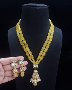Silver Plated Bridal Necklace <b>Set</b> 2 Layer Long Haar with Matching Earrings Indian Traditional <b>Wedding</b> <b>Jewellery</b> <b>Set</b> - Product Image 3