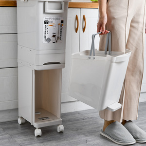 <span class=keywords><strong>Cubo</strong></span> de <span class=keywords><strong>basura</strong></span> de <span class=keywords><strong>cocina</strong></span> casera <span class=keywords><strong>cubo</strong></span> de <span class=keywords><strong>basura</strong></span> clasificado de doble capa de plástico con cajón - Product Image 5