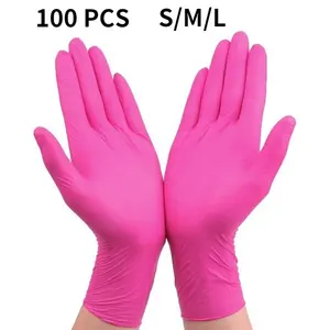 אני-כפפה סיטונאי ורוד סינטטי חד פעמי Nitrile Glovee אבקת משלוח בטיחות nitrile מיזוג glovee