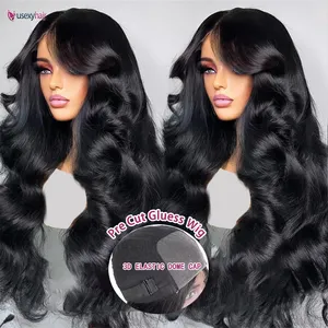 Human Glueless Wig Human Hair Ready To Wear And Go Preplucked Wigs Brazilian Body Wave 13x6 HD Lace Frontal Human Hair Wig PreCut 200%