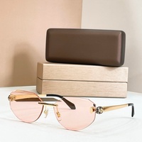 Lunettes de soleil unisexes de luxe sans monture, style designer, polarisées, en métal doré, confortables, avec décor serpent et verres dégradés