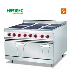 Restaurant Commercial Cooking Machine 3N~380V Vertical 6-Hot Square Plate Electric Range With Oven
