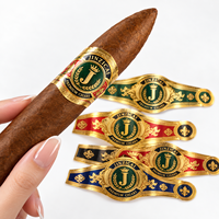 Bandes d'étiquettes personnalisées pour cigares, en papier texturé artistique gaufré à l'or, autocollants de scellage pour cigares