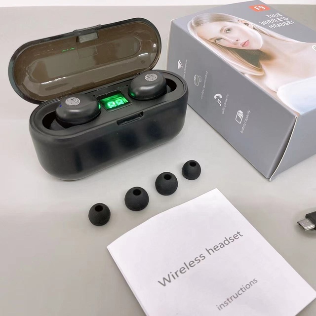 F9 TWS Earbuds With 8D Stereo 3in1 Earbphone LCD Battery Display BT 5.0 Strong Auriculares 2000mah Power Bank for Android IOS