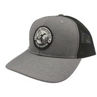 Casquette Trucker 6 Panneaux Personnalisée avec Logo Patch Rond Tissé, Visière Courbée, Dos en Maille Polyester, Fermeture Snapback en Plastique Réglable
