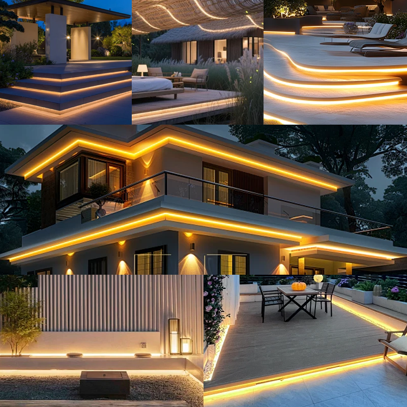 SXZM Ultra Bright 110V 220V Cob LED Strip with Plug Connector IP67 Waterproof Warm/Natural/White Outdoor Decor Strip Light