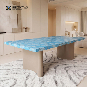 Set Tavolo da Pranzo in Pietra Turchese Blu Naturale Semipreziosa <span class=keywords><strong>per</strong></span> Ristoranti e Ville - Product Image 3